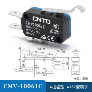 Microinterruptor Eléctrico Miniatura CNTD Changde CMV10061C 10A, Microinterruptor de Plástico con Botón de Reinicio Automático - Product Image 4