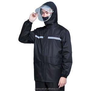 Imperméable extérieur en polyester imperméable de couleur unie écologique pour poncho à capuche poches coupe-vent léger Portable - Product Image 2