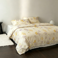 Ensemble de literie 4 pièces en coton 100% avec imprimé floral aquarelle, housses de lit personnalisables de qualité supérieure avec housse de couette pour la maison et l'hôtel