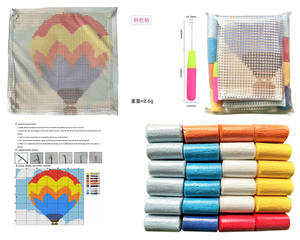 Taie d'oreiller brodée à la main 40cm/16 pouces, <span class=keywords><strong>crochet</strong></span> avec loquet, <span class=keywords><strong>crochet</strong></span>, tapis, kits de toile technique - Product Image 2