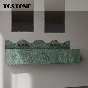 Tostone - <span class=keywords><strong>Mueble</strong></span> <span class=keywords><strong>de</strong></span> <span class=keywords><strong>Baño</strong></span> Colgante <span class=keywords><strong>de</strong></span> Pared <span class=keywords><strong>de</strong></span> Mármol Verde Affai Natural y Duradero <span class=keywords><strong>de</strong></span> Alta Gama <span class=keywords><strong>para</strong></span> Decoración <span class=keywords><strong>de</strong></span> Baños en Hoteles, Apartamentos y Villas - Product Image 2