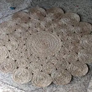 베스트 셀러 I 인도 아름다운 수제 라운드 황마 바닥 꼰 황마 꼰 둥근 모양의 뒤집을 수있는 카펫 깔개