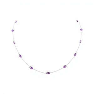 Collier pendentif en améthyste, argent sterling 925, chaîne minimaliste, bijoux à porter au quotidien, style unisexe - Product Image 1