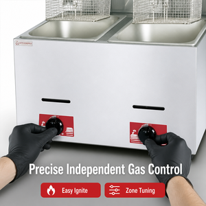 Commercial Countertop Double Tank Double <b>Basket</b> Gas Fryer LPG 6L+6L for Fried Chicken French Fries Snack Shop - Product Image 5