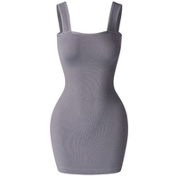 Robe gainante sans couture pour femme, à bretelles spaghetti, haute élasticité, effet amincissant, contrôle du ventre et remonte-fesses