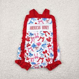 RTS ชุดรอมเปอร์ลายธงโบว์น่ารักสำหรับเด็กผู้หญิง 4th of July - Product Image 6