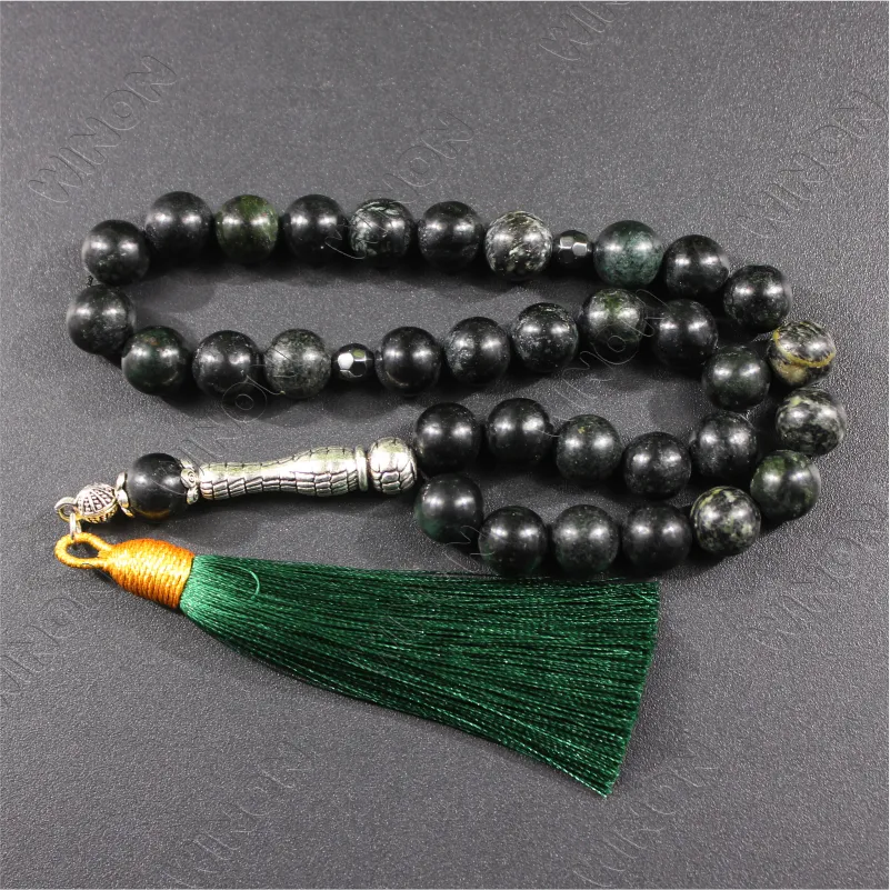 Hot Sale Natural Rhyolite Jasper Stone Islamic Prayer Beads Muslim Rosary Turkish Tasbih Tesbih Tasbeeh Natural Stone Jewelry