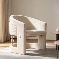 Chaise moderne en acier inoxydable avec boule en acrylique et revêtement en velours pour hôtel, restaurant, maison