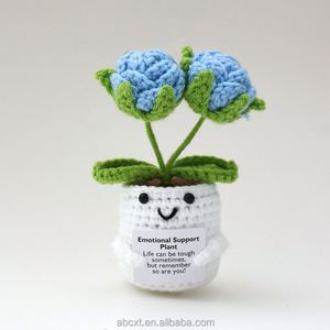 Flores Artificiales Tejidas a Mano, Rosa de Ganchillo Positiva en Maceta Blanca para Navidad y Acción de Gracias - Product Image 5