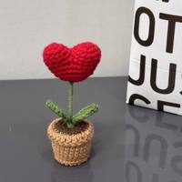 Ornamen Mawar Rajutan dalam Pot, Mirip Asli, Gemuk, Buatan Tangan, Bunga Artifisial Cantik Elegan Premium untuk Dekorasi Rumah, Meja, Kamar Tidur
