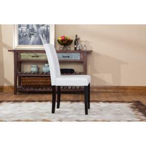 Juego de 2 sillas Parson acolchadas de polipiel de madera maciza de estilo urbano DB para sala de estar blanca - Product Image 4