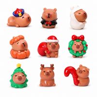 Figurines de Capybara en Résine Miniatures en Gros, Adorables Ornements de Noël pour Maison de Poupées, Jardin Féerique, Micro-Paysages et Décoration DIY