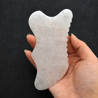 Pierre de Gua Sha en Jade Blanc, Outil de Guasha en Cristal pour SPA, Outil de Lifting du Visage, Élimination des Rides