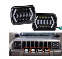 Vente en gros 5500lm 55W flèche yeux d'ange DRL clignotant rectangulaire 7x6 5x7 phare LED pour Jeep Wrangler XJ YJ berlines GMC