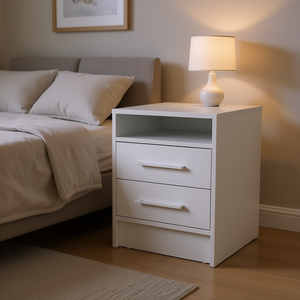 Comodino Philadelphia a Due Cassetti in Legno, Design Moderno con Ripiano Nascosto, Arredamento per Camera da Letto - Product Image 2