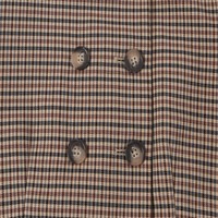 Blazer à double boutonnage en tissu écossais pour femme PB&ZA, col mandarin, manches longues, veste tissée, tenue de bureau pour l'automne