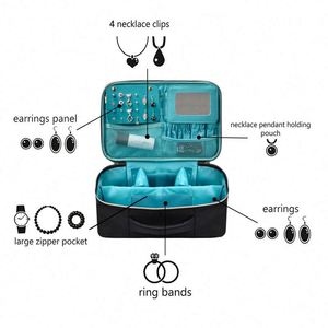 BSCI factory Custom Travel Jewelry Organizer Case for Earrings,Necklace,<b>Rings</b>,<b>Watch</b> - Girl Portable Jewelry Case - Product Image 4