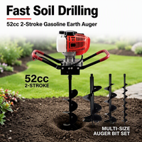Tarière thermique industrielle 52 cm³ 2 temps à essence pour le forage de trous de poteaux et de sols, avec mèche de 80-300 mm, certifiée CE, OEM, pour l'agriculture et les vergers