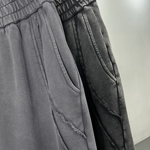 Pantaloni sportivi da <span class=keywords><strong>uomo</strong></span> in felpa francese personalizzati, a vita media, dritti, con coulisse elastica, neri, larghi, in cotone pesante, <span class=keywords><strong>grigi</strong></span>, modello jogger - Product Image 3