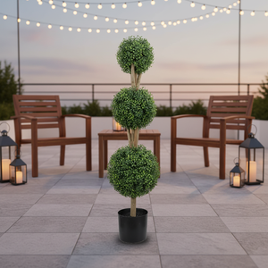 Arbre Topiaire Artificiel Triple Boule de 1,20 m - Plantes Artificielles pour l'Intérieur & Plantes Artificielles pour la Maison - Product Image 1