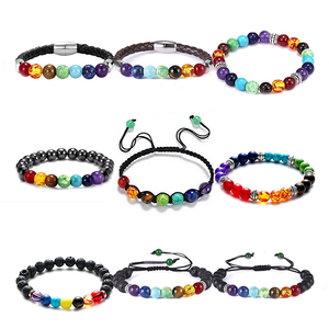 8mm natürliche Edelstein perlen Sieben Chakra geflochtene Armreifen Vulkan Lava 7 Chakra Heils tein Perlen Armband für Frauen Männer - Product Image 1