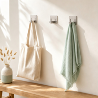 Porte-serviettes de toilette personnalisé, crochet adhésif mural pour salle de bain, crochet mural adhésif en acier inoxydable sans perçage pour cuisine