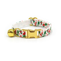 Collier de Noël en gros pour chat, mignon, imprimé clochette, réglable, en tissu gravé au laser, petit modèle hiver