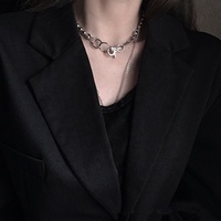 Collier chaîne à maillons en alliage de style hip-hop tendance, avec perles et manchettes, en promotion