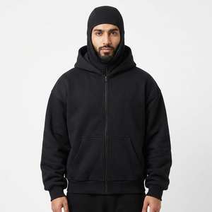 Sweat-shirt court et ample pour homme, style streetwear, avec cagoule intégrée, logo brodé personnalisé, respirant - Product Image 1