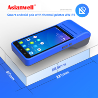 Mini machine de point de vente android tout-en-un, ordinateur de poche intelligent, pda avec imprimante thermique 58mm intégrée, AW-P3