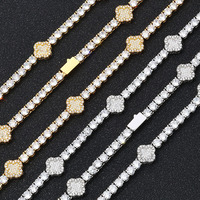 Nuevo Estilo Cadena de Tenis Geométrica Unisex Chapada en Oro Plata con Micro Pavé de Circones Brillantes de Cobre, Collar de Regalo