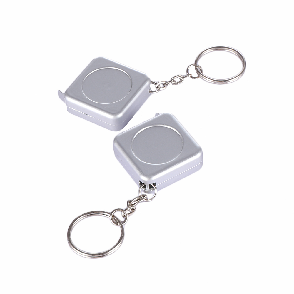 Акция маленькая Серебристая квадратная 1 м мини стальная рулетка с брелоком