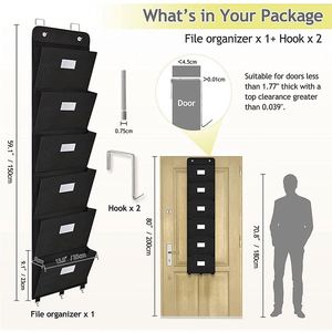 Over the Door <b>File</b> Organizer, 6 Pockets Mail Organizer Holder Wall Mount Hanging <b>File</b> <b>Folders</b> Storage Organizer for Office, Home - Product Image 2