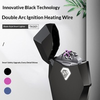 Briquet électronique rechargeable TOPKEN pour l'extérieur, en métal, avec design créatif à arc et chargement USB, style moderne et minimaliste
