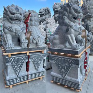 Giardino in stile indonesiano ornamento all'aperto Fengshui pietra di marmo naturale grandi <span class=keywords><strong>statue</strong></span> di cane Foo e cane Fu - Product Image 6