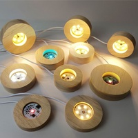 Lampe de chevet à LED en bois de hêtre massif avec base en boule de cristal, double température (blanc/chaud), support de lampe USB 5V pour bureau