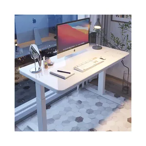 Desain layar sentuh kayu berdiri meja dapat disesuaikan duduk dan berdiri rangka meja angkat komputer tinggi dapat disesuaikan