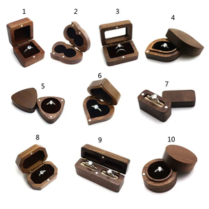 Proposal Luxury Custom Wedding Jewelry display Ring Storage box small gift packaging solid walnut wooden ring box