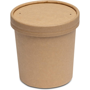 Gobelet à soupe en papier kraft biodégradable et compostable personnalisé pour nouilles, pizza, curry, soupe chaude avec couvercles - Product Image 2