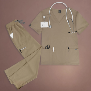 Ensemble de blouses médicales pour femmes, col en V, tissu tissé, plusieurs poches, respirant, extensible, personnel hospitalier, uniforme médical - Product Image 5