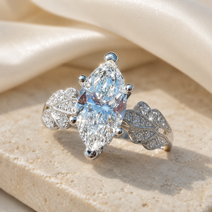Anello con Foglia Floreale in Zircone Marquise per Donne, Elegante Gioiello da Dito alla Moda - Product Image 3