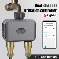 LangYeao Tuya Zigbee 2-Kanal Smart Bewässerungstimer, IP55 Wasserdichter 2-Zonen-Bewässerungscontroller Kompatibel mit Alexa