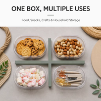Boîte d'emballage carrée en plastique PS de qualité alimentaire JNH personnalisée, épaisseur 430 ml, multi-usages pour gâteaux, mariages, mousses, noix, artisanat