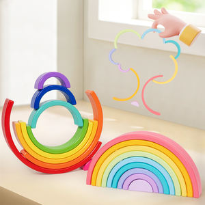 Nuevo Juguete Educativo de Madera, Bloques de Arcoíris Apilables, Entrenamiento de Pensamiento para Niños, Bloques de Construcción Creativos Coloridos DIY - Product Image 3