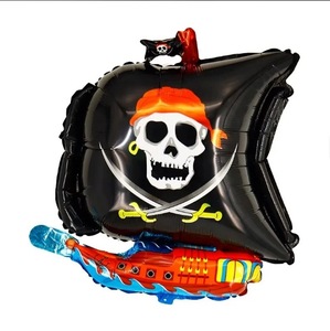 Cartone animato di squalo corsaro Film di alluminio animale palloncino 18 pollici rotondo pirata compleanno natale nuovo anno <span class=keywords><strong>festa</strong></span> decorazione all'ingrosso - Product Image 2