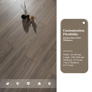 Revêtement de sol sportif à bas <span class=keywords><strong>prix</strong></span> en bois d'acajou <span class=keywords><strong>noir</strong></span>, parquet contrecollé brossé pour salon et cuisine, garantie 5 ans - Product Image 4