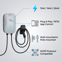 Vente en gros de chargeurs rapides pour voitures électriques AC EV de haute qualité avec prise CEE, type 2, Wallbox gris/noir, station de charge portable