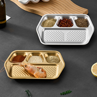 Plaque filtrante à huile pour barbecue coréen commercial en acier inoxydable 304, 4 compartiments pour sauces