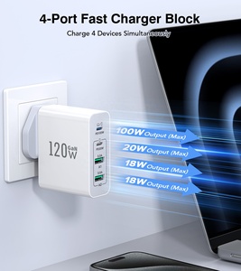 Chargeur mural USB HNT GaN 120W 4 ports (prises UK/US/EU/JP/AU) à charge ultra-rapide 2A2C pour ordinateur portable et <span class=keywords><strong>iPhone</strong></span> 17/16 - Product Image 2