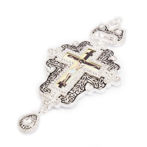 ZD046 Collar con Cruz Pectoral de Obispo Ortodoxo Europeo, Chapado en Plata de Aleación, para Ordinación de Sacerdotes Nuevos, con Piedras de Colores - Product Image 2